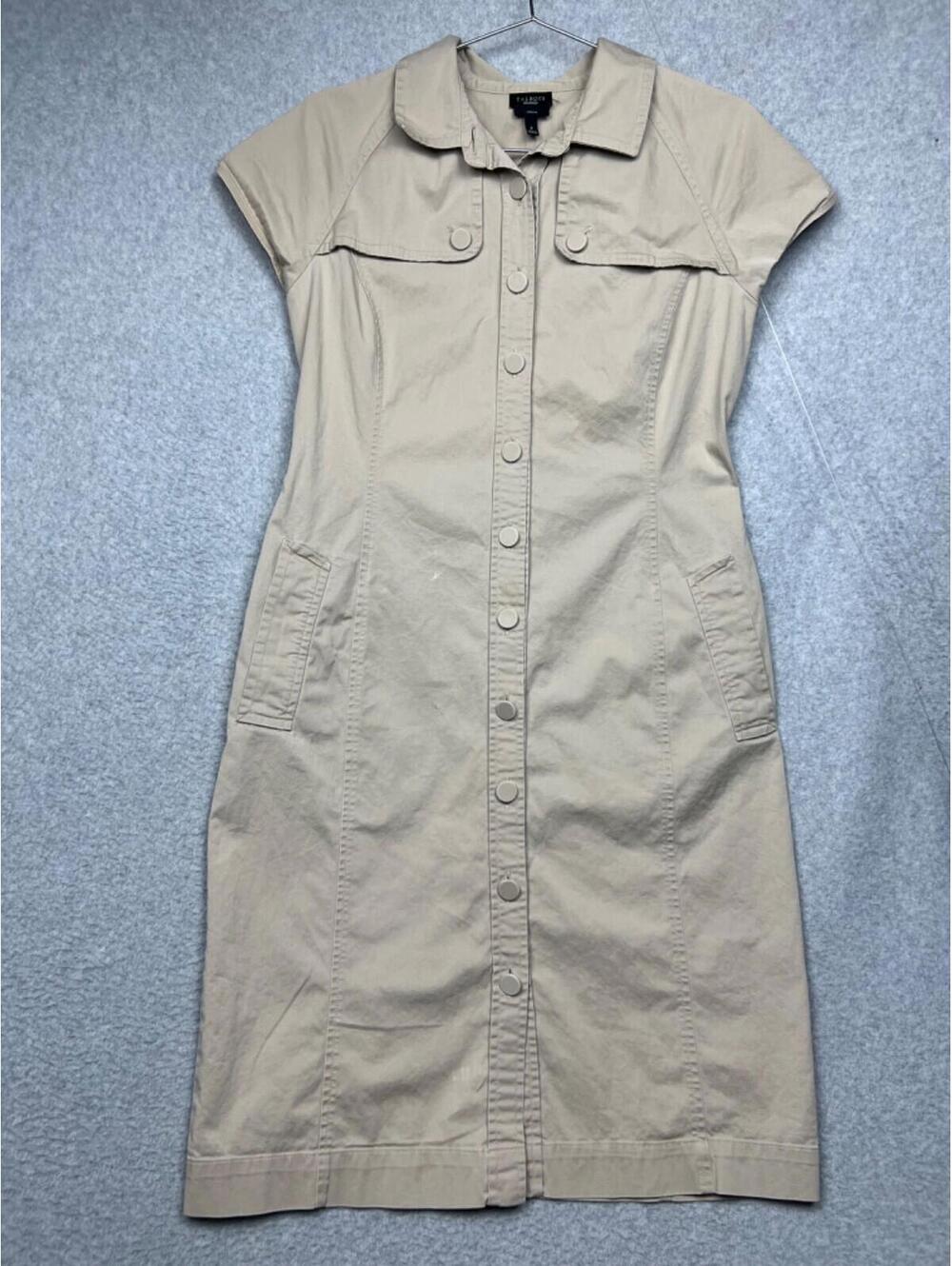 Talbots Shirt Button Up Dress Womens Size 8 Khaki Beach Vaca Nautical Simple